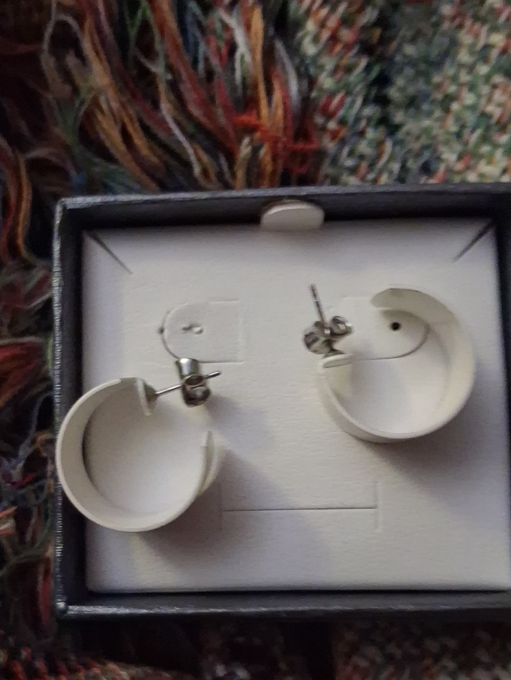 Women's White Hoop Stud Earrings - Minimalist Fashion Jewelry